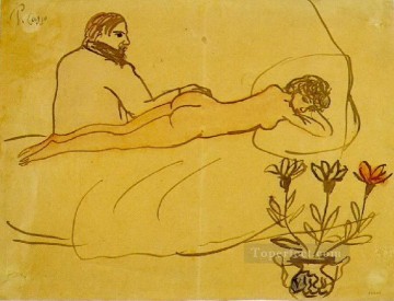 Desnudo tumbado y sentado Picasso 1902 Pablo Picasso Pinturas al óleo